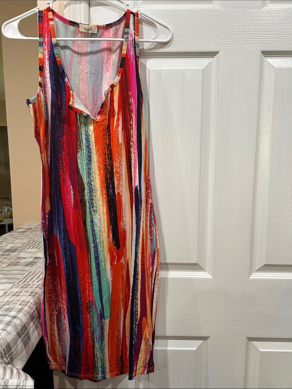 love J Multicolor Striped V-Neck Tank Dress